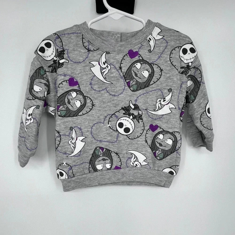 Disney Baby Nightmare Before Christmas Outfit Set Girls 12M Gray‎ Jack Sally NEW